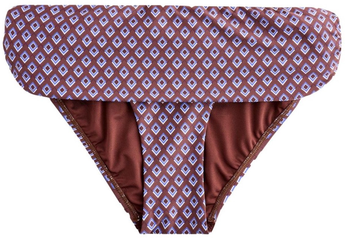 Next Dames - Bikinibroekje met oproltaille - Bruin Chocolate Brown Geometric
