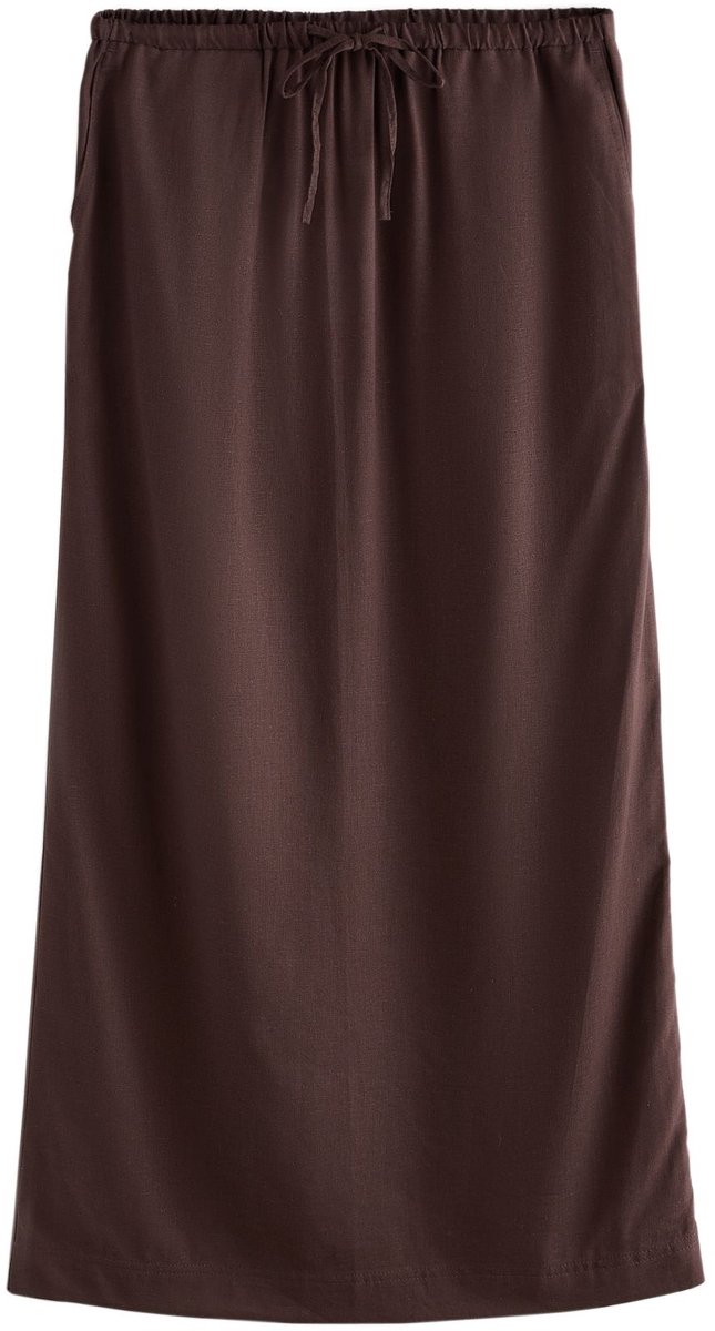 Next - Dames - Midirok met linnen - Bruin