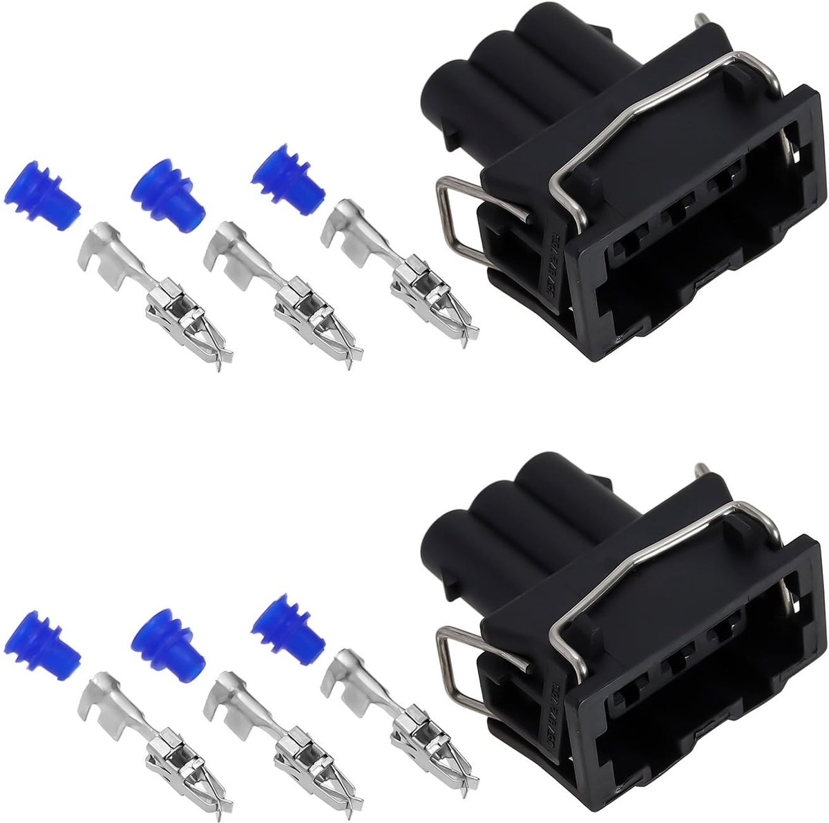 Dailygoody - 3 Pin Auto Draad Harnas Connector - Waterdichte Elektrische Connector - Zwart - 2 Stuks - Geschikt voor VW, Seat en Skoda - OE 357972753