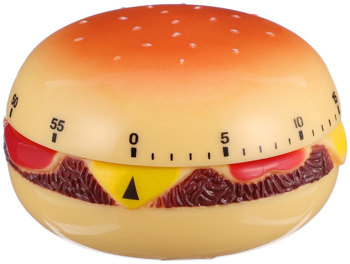 Dailygoody - OmGoods - Dailygoody - Hamburger timer - Keukentimer - Grappige eierwekker - Meerkleurig - Mechanische timer - 60 minuten - Geschikt voor keuken - Leuk design