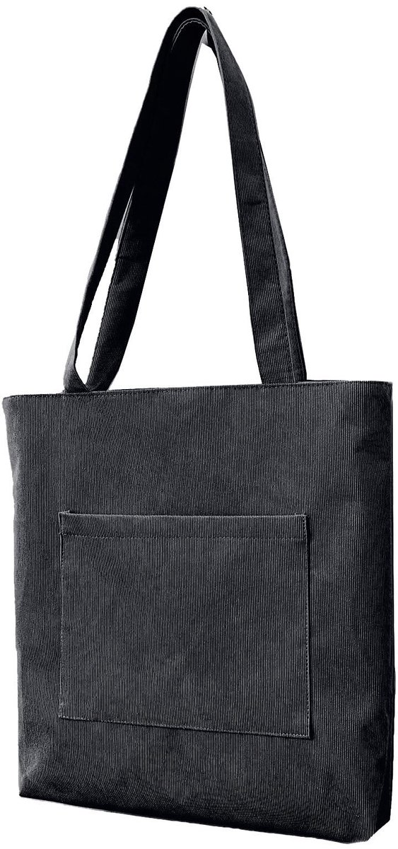 Dailygoody - Corduroy Tote Bag - Schooltas voor Vrouwen - Ruime Capaciteit - Zwart - Draagtas met Rits - Geschikt voor dagelijks gebruik - 38x7x38 cm