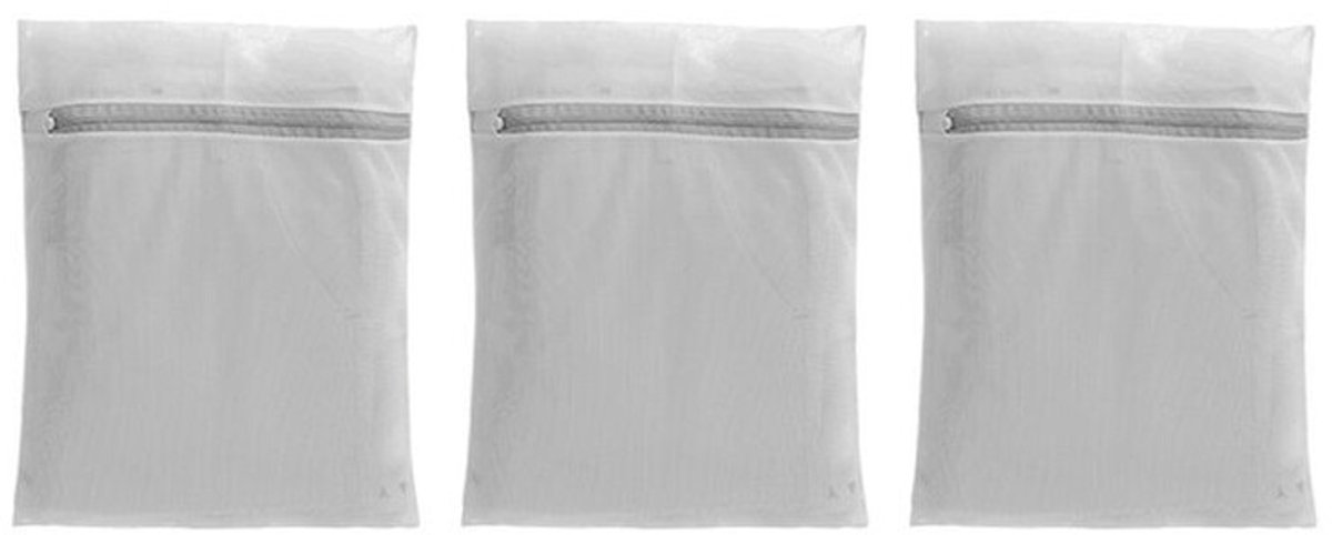 Waszakken van mesh (3 stuks), geschikt voor studentenkamers, opslag en andere doeleinden. Afmetingen: 50 x 60 cm.