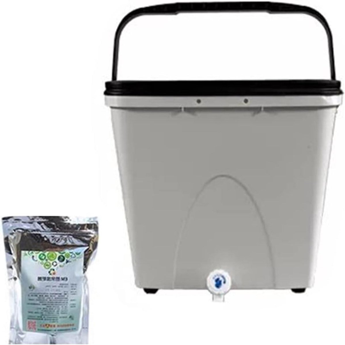 Compostbak Buiten - Composter Keuken Afval - Afval Verminderen - Met Kraan Deksel - 28L - Wit