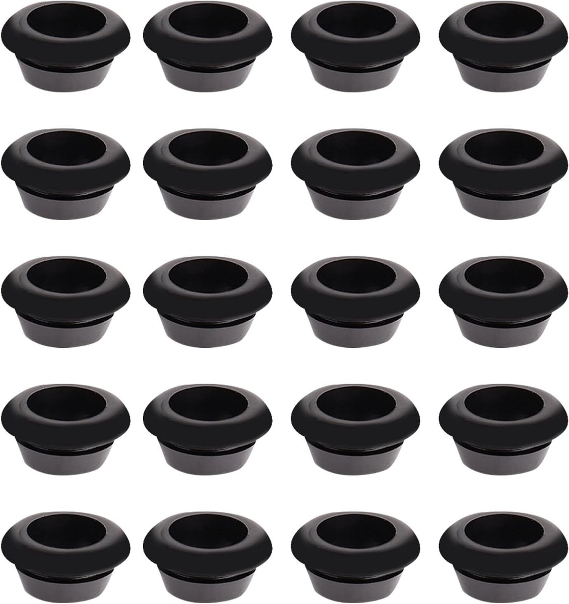 Set van 20 Rubber Buffers voor Elektrische Kabels en Stekkers, ID 3 mm, Installatiediameter 5 mm, Bescherming voor Draad en Kabels