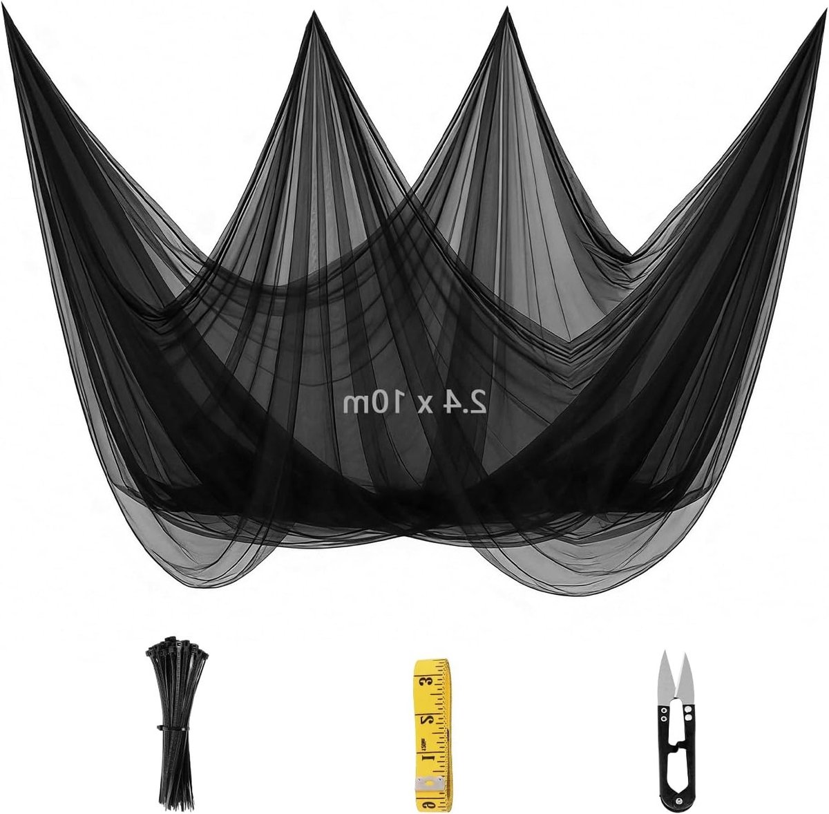 SnelShoppen - Mosquito Net 2.4m x 10m Insect Protection Net - Fijne Mesh Tuin- en Groente Bescherming - Met Kabel, Meetlint en Schaar - Buiten, Patio