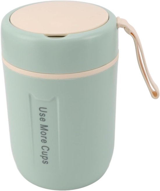 Geïsoleerde Voedselpot - Soepbeker Thermosbeker - Warme Maaltijd Meenemen - Lekvrij Veiligheidsdeksel - 600 ml - Groen — afbeelding 4
