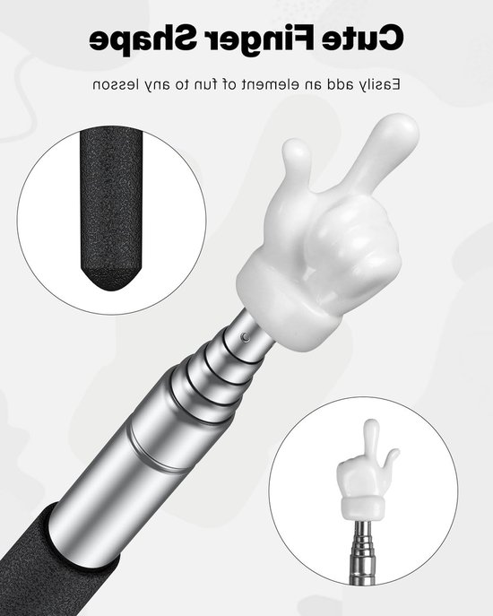 2 Stuks Telescopische Vingerwijzers voor Leraren - Uittrekbare Finger Pointer voor de Klas, Tot 55 cm, Zwart, Ideaal voor Onderwijs en Presentaties — afbeelding 2