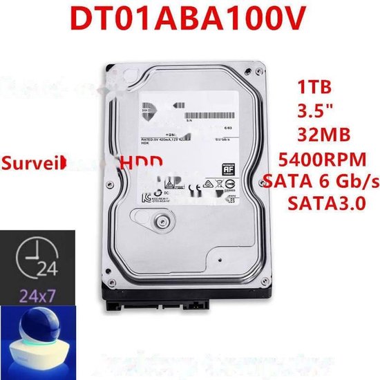 Interne Harde Schijf - Opslag Schijf - Surveillance Opslag - SATA 6 Gb/s - 3.5 inch 1 TB - Zilver van Interne Harde Schijf — afbeelding 5