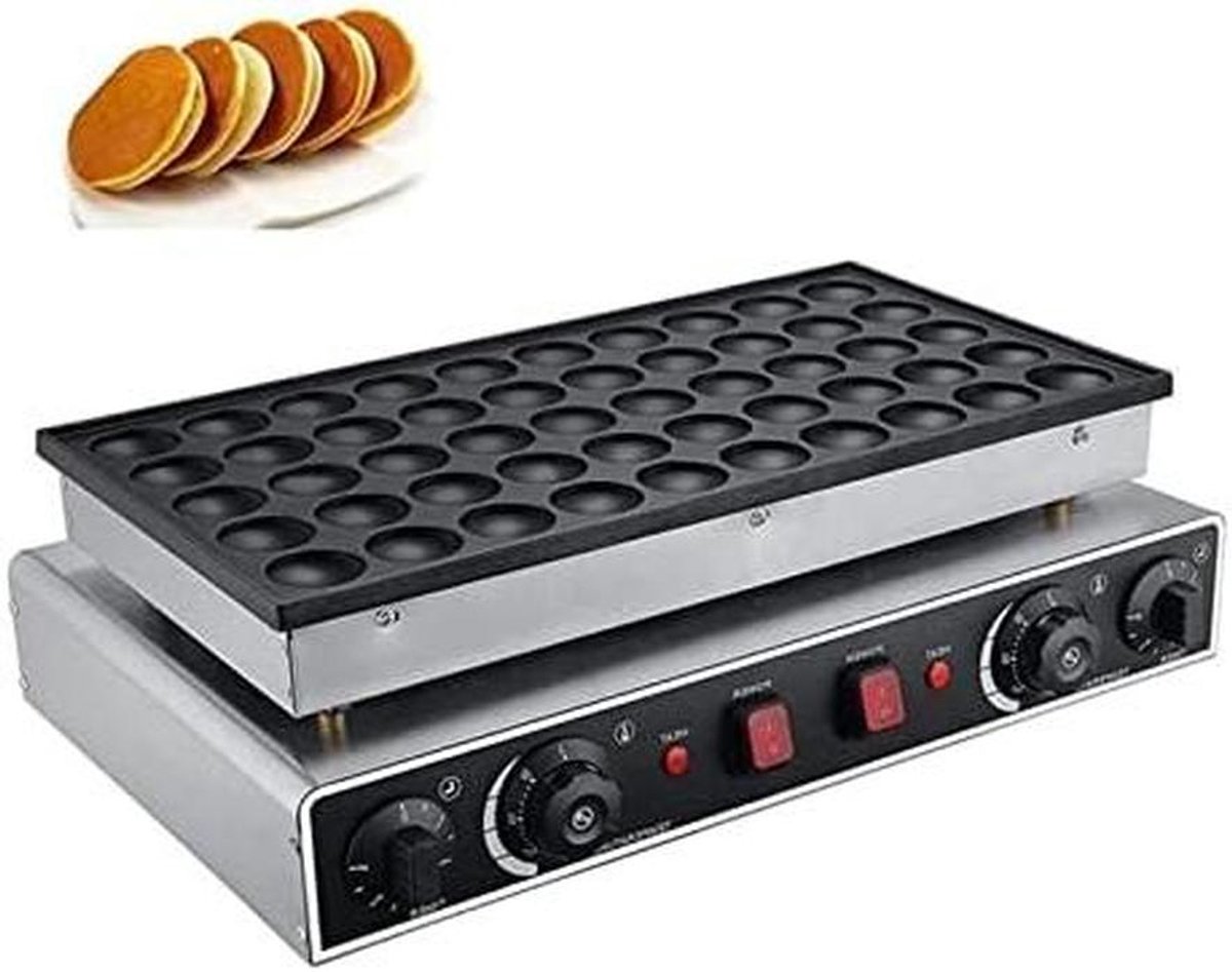 Mini Pannenkoekenmaker - Poffertjes Bakker - Snelle Ontbijtoplossing - Antiaanbaklaag - 50 stuks - Zilver