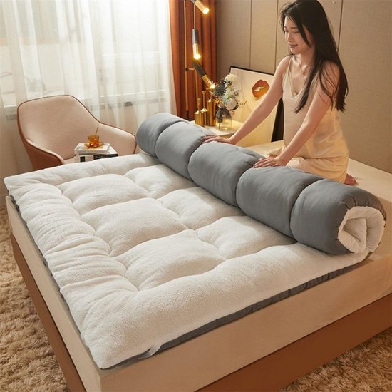 Draagbare Matras - Opvouwbaar Futon - Comfortabel Slapen - Ademend Vocht afvoerend - 150 x 200 cm - Grijs — afbeelding 3