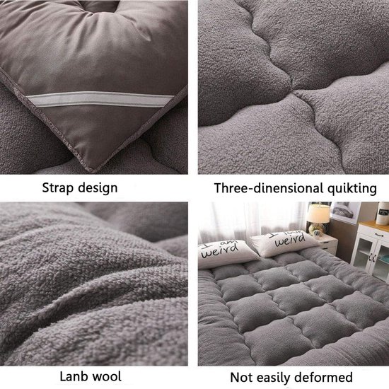 Draagbare Matras - Opvouwbaar Futon - Comfortabel Slapen - Ademend Vocht afvoerend - 150 x 200 cm - Grijs — afbeelding 4