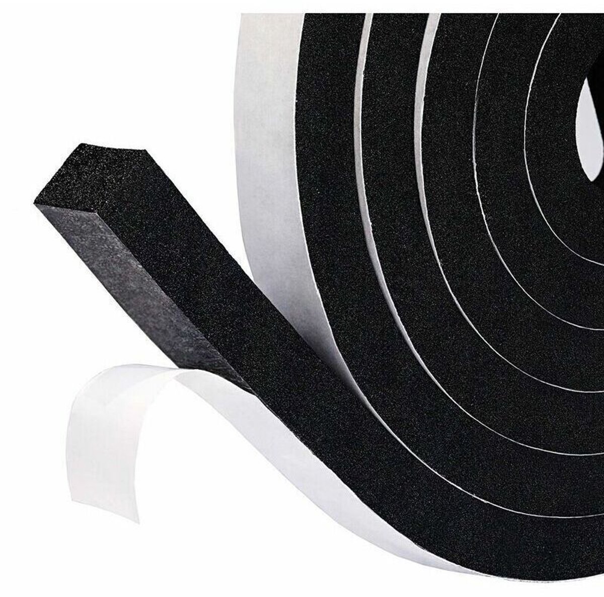 Zelfklevende schuimrubberen afdichtingsstrip deuren en ramen, 15 mm x 8 mm x 2 m, afdichtingsstrip de onderkant, slagvast, geluidsisolerend, winddicht, zwart schuim, witte folie.