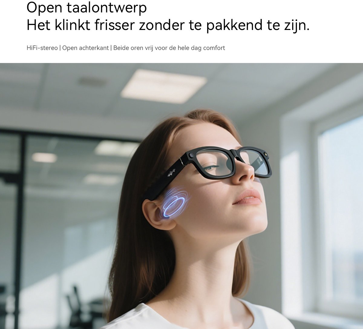 Blackview BV100 Smart Glasses - Slimme bril met camera - Spraakgestuurde AI-assistent - Bluetooth-bellen, vertaling, objectherkenning - BT 5.4 - 32GB - 220 mAh - Transparant thumbnail 4