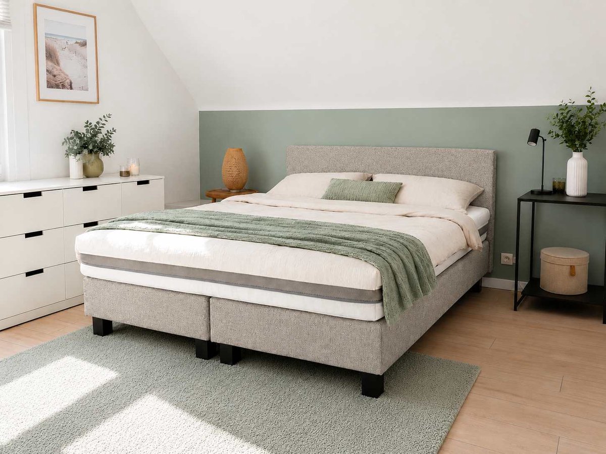 Duvano Luxe Boxspring 160x200 cm – Inclusief 28 cm Pocketveringmatras – Hotelcomfort – Belgisch Fabrikaat – Woven Mouse