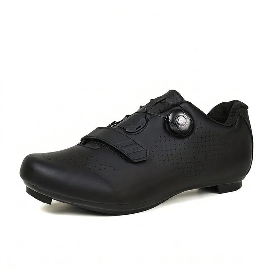 Chaussures de cyclisme noir profond avec pédales automatiques chaussures de cyclisme unisexes taille 41 chaussures VTT hommes femmes chaussures de vélo de course respirantes avec fermeture à bouton rotatif compatibles avec les pédales automatiques