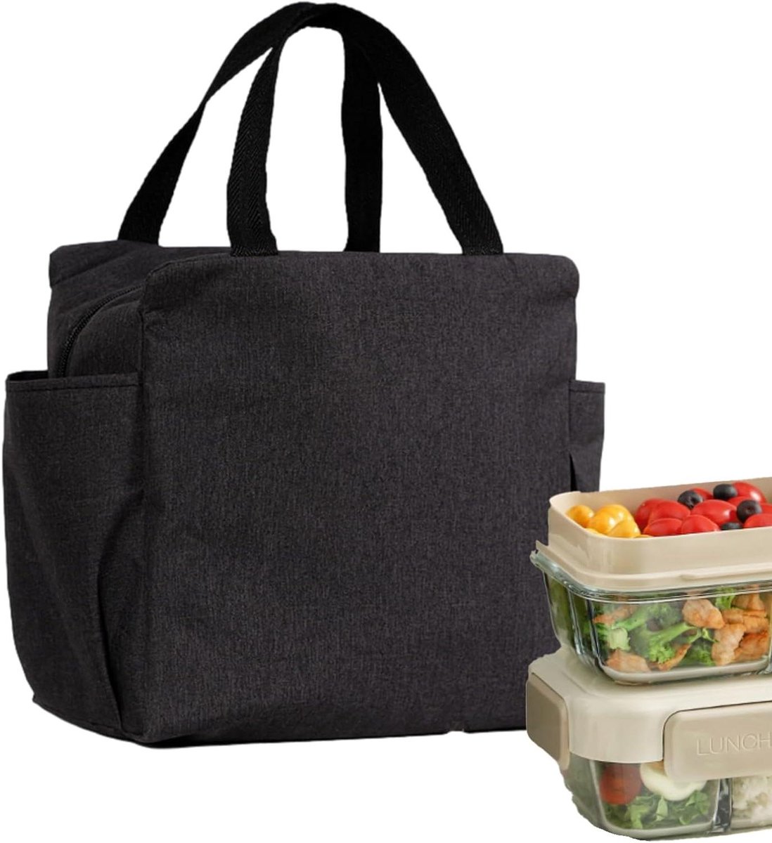 Koeltas Lunch - Thermos Tas - Maaltijd Vers Houden - Lekvrij Waterdicht - 25x14x25cm - Zwart