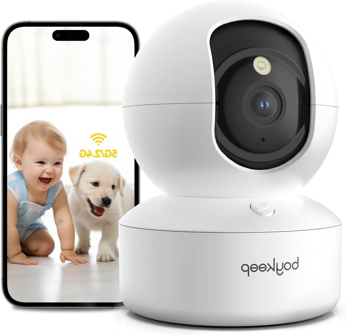 Binnen Beveiligingscamera - Wifi Camera Babyfoon - Huis Bewaken - 360 Graden Rotatie - 2K Resolutie - Metaal