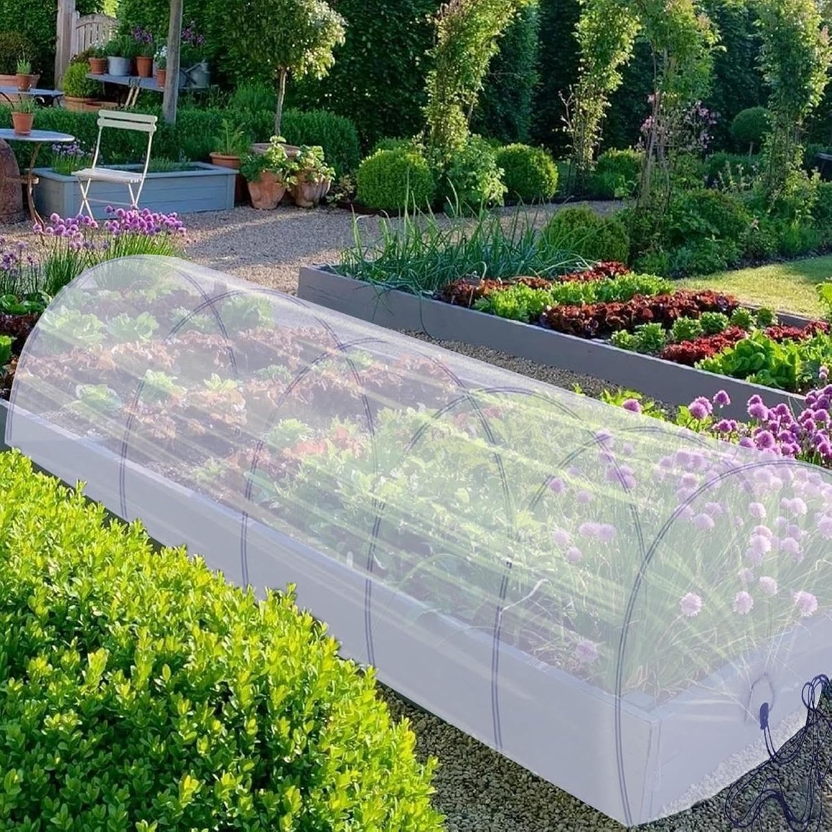 Tunnelkas Beschermhoes - Kleine kas Plantentunnel - Planten beschermen - Weerbestendig frame - 300x45x45 cm - Wit