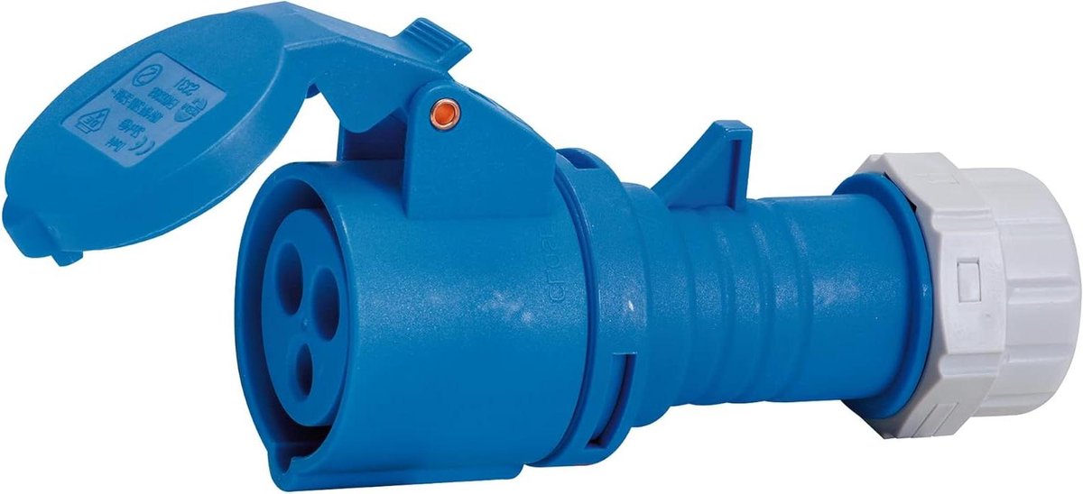 CEE-koppeling - Krachtstroom stekker - Stroom Aansluiten - Spatwaterdicht IP44 - 230V 16A - Blauw