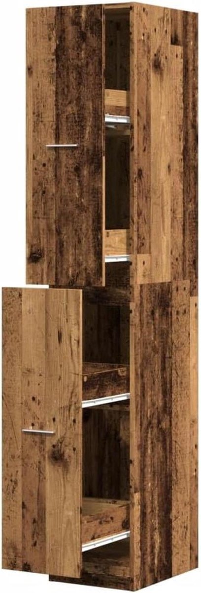 Apothekerskast Lades - Bijzetkast Commode - Orde Houden - Oude Houtlook - 30 x 41 x 174.5 cm - Bruin