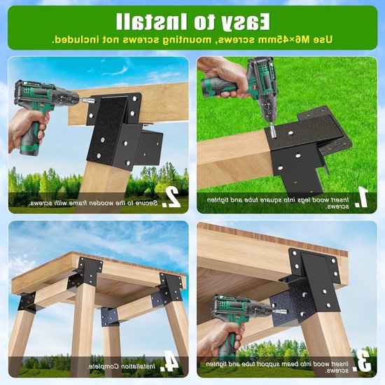 Hoeksteunen voor Buiten, 4 Stuks, Geschikt voor Boomhuizen, Jachtblinden en Speeltorens, 90x90cm, Stevige Lift Hardware voor Veiligheid en Stabiliteit — afbeelding 4