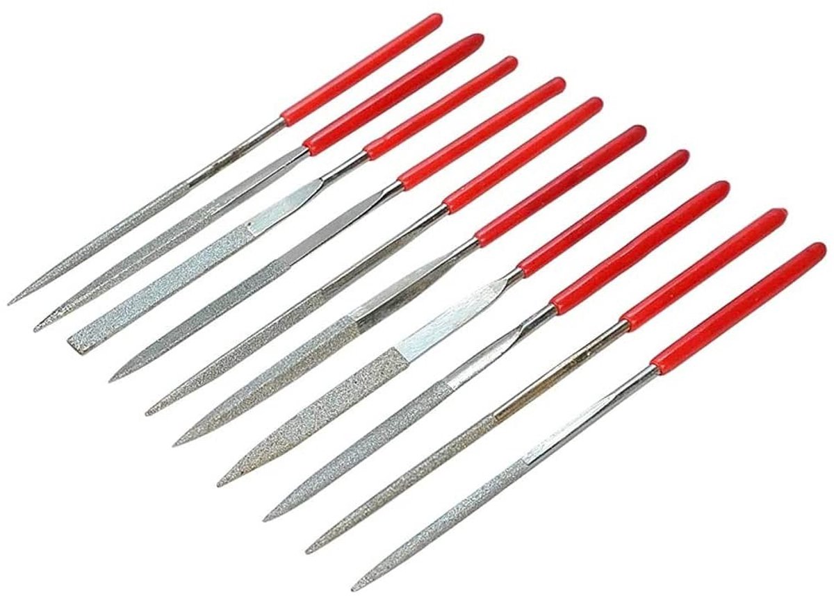 Dailygoody - Mini handvijlen - 10 stuks Diamond Needle File Set - Perfect voor sieraden maken - 2 x 100 mm - Knutselgereedschap voor metaal en hout - .