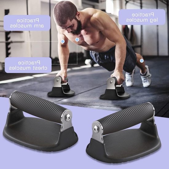 Push-up bars met antislip handvatten, roestvrijstalen ondersteuning, ideaal voor krachttraining en fitnessoefeningen — afbeelding 5