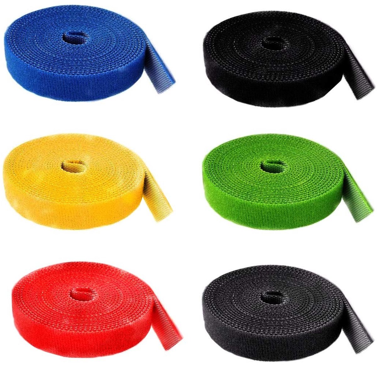 Dailygoody - Kabelbinders - Herbruikbaar - 2 m - Klittenband - Organizer voor kabels - 6 kleuren