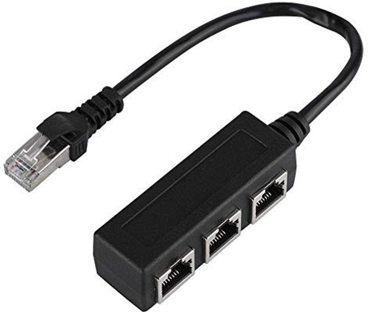 Dailygoody - RJ45-splitter - Ethernet-verlengkabel - 3-poorts netwerksplitter - zwart - LAN-patchkabel - signaalversterking - geschikt voor thuis