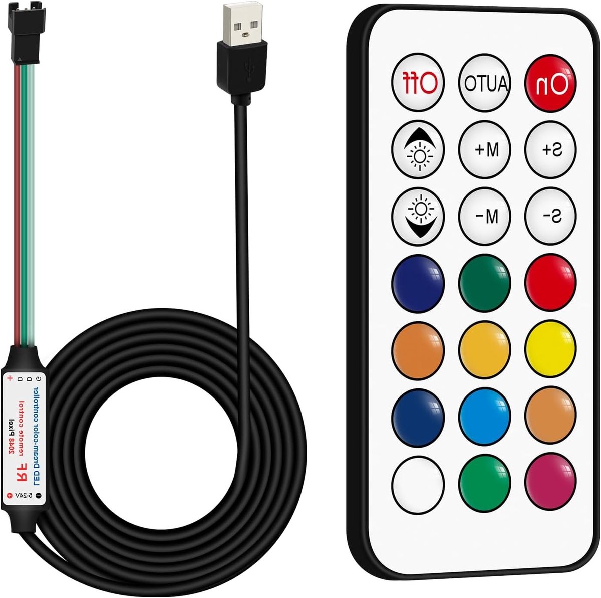 LED Controller met 21-toetsen RF draadloze afstandsbediening voor 1M 3PIN adresserbare WS2812B LED-strips, ideaal voor sfeerverlichting en decoratie