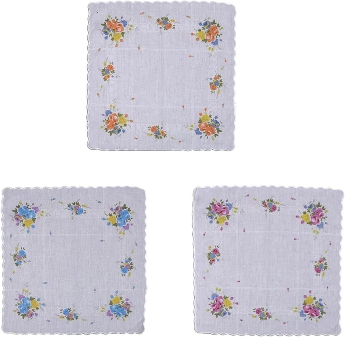 Dames Zakdoeken - Bloemen Zakdoeken - Dagelijks Gebruik - Vintage Katoen - 30 x 29 cm - Meerdere Kleuren