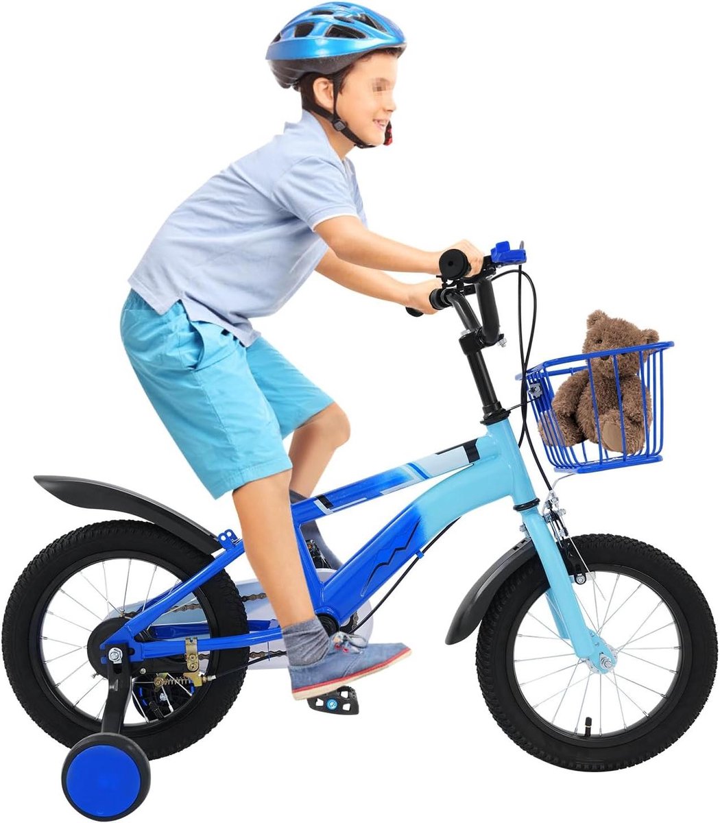 Kinderfiets 2-in-1 Loopfiets met pedalen Fietsen leren Hoogte verstelbaar 14 inch Blauw