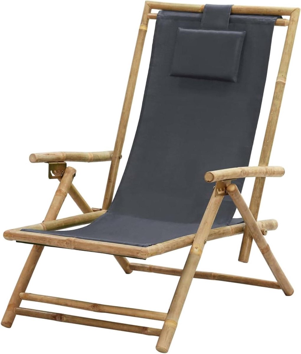 Verstelbare relaxstoel - Inklapbare tuinstoel - Terras ontspanning - 4-standen rugleuning - 89 x 71 x 94 cm - Donkergrijs