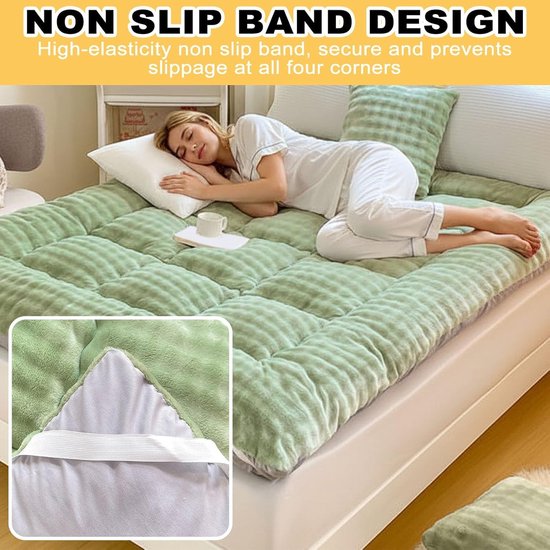 Japanse futonmatras - Vloermatras vouwmatras - Comfortabel slapen - Zachte pluche vulling - 180 x 200 cm - Blauw — afbeelding 3