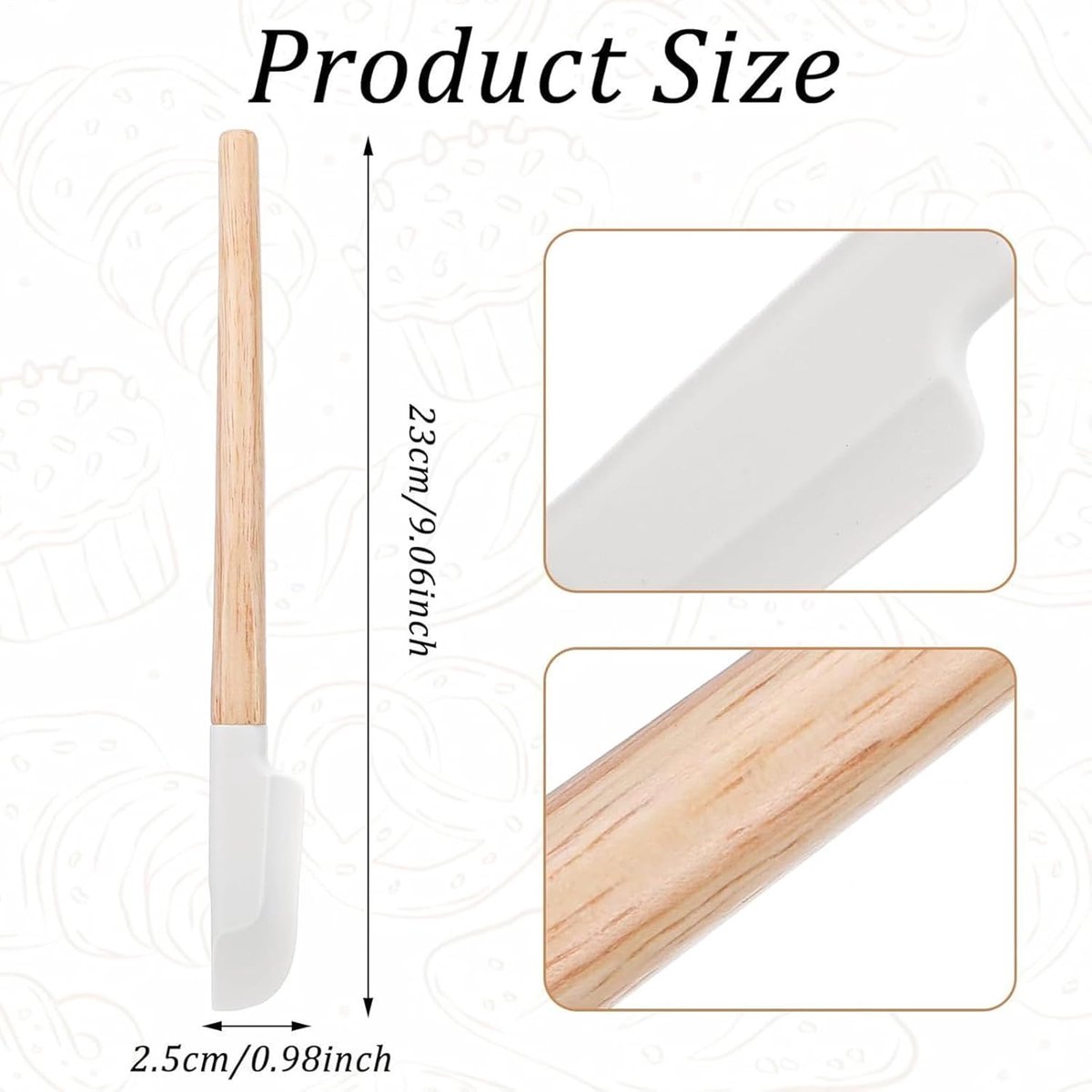 Bakspatel - Spatel Hout - Mengen en Roeren - Hittebestendig Siliconen - 23 cm - Natuurhout