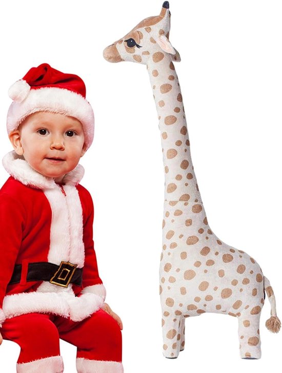 Knuffel Giraf - Pluche Dier - Babykamer Decoratie - Robuuste Naden - 67 cm - Bruin — afbeelding 5