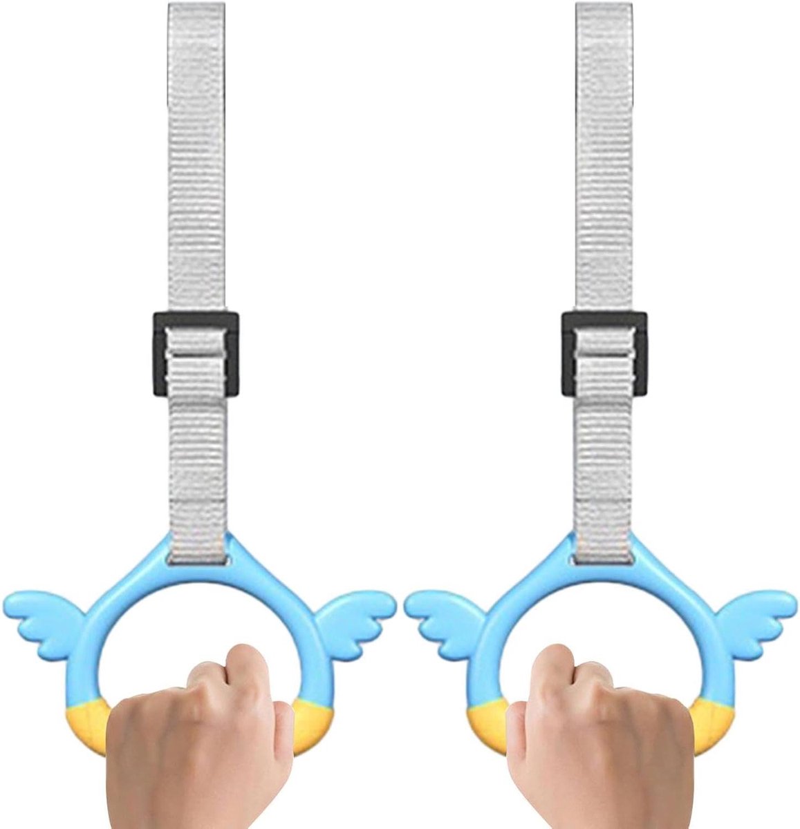 Kinder Gymnastiek Ringen - Turnringen Kinderen - Kracht Trainen - Verstelbare Riemen - 250 kg Capaciteit - Blauw Geel Grijs