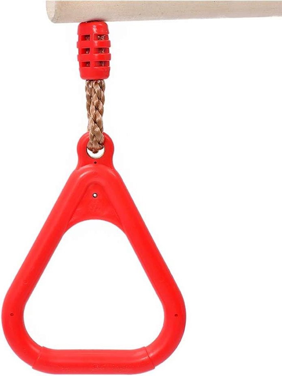 Trapeze Schommelstang - Gymnastiek Ring Set - Buiten Spelen - Verstelbaar Touw - 45 cm Stang - Geel