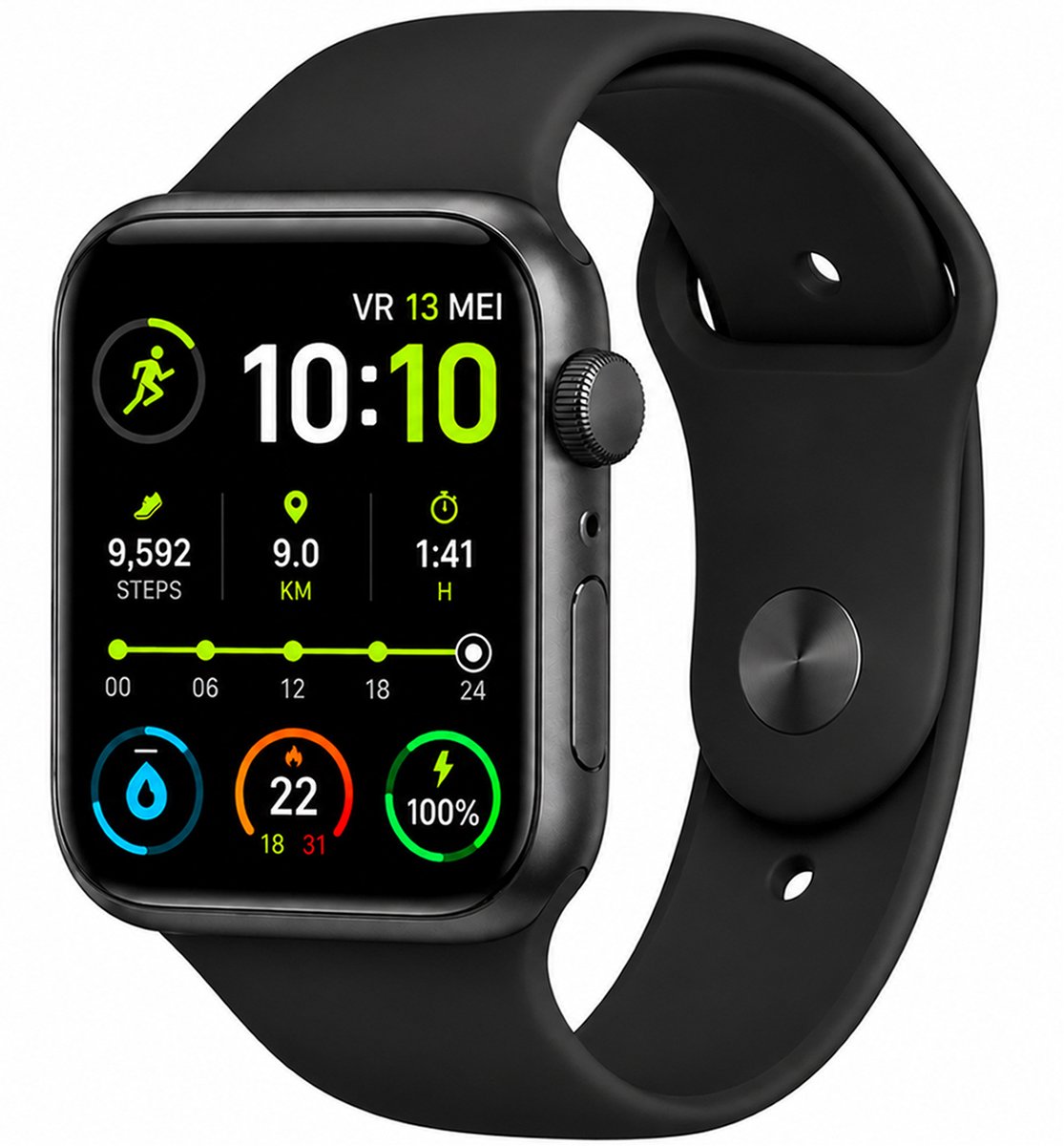 Bol.com Royal Supplies RF-93 Smartwatch - Smartwatch Heren - Smartwatch Dames - Belfunctie- HD Touchscreen - Horloge - Stappente... aanbieding