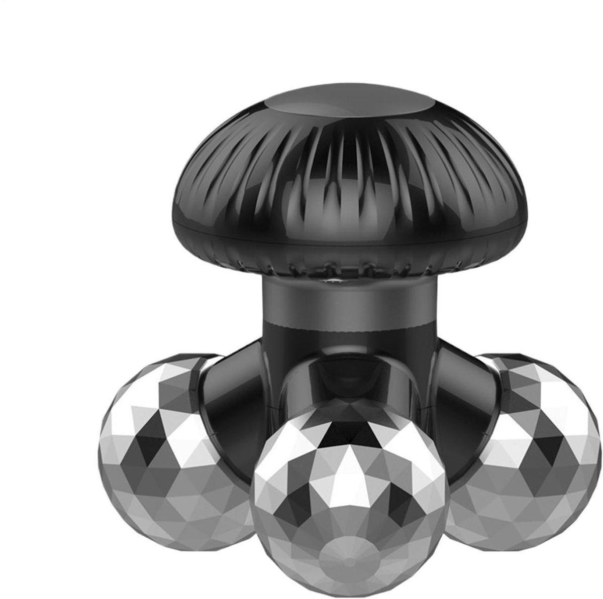 carmdering - Handmassageapparaat - Elektrische Massager - Trilmassageapparaat - Zwart, paddestoelvormig, 10,2×10,6 cm - Voor schouders, rug, handen en voeten - Werkt op AAA batterij of USB - Lichtgewicht, ergonomisch, stil