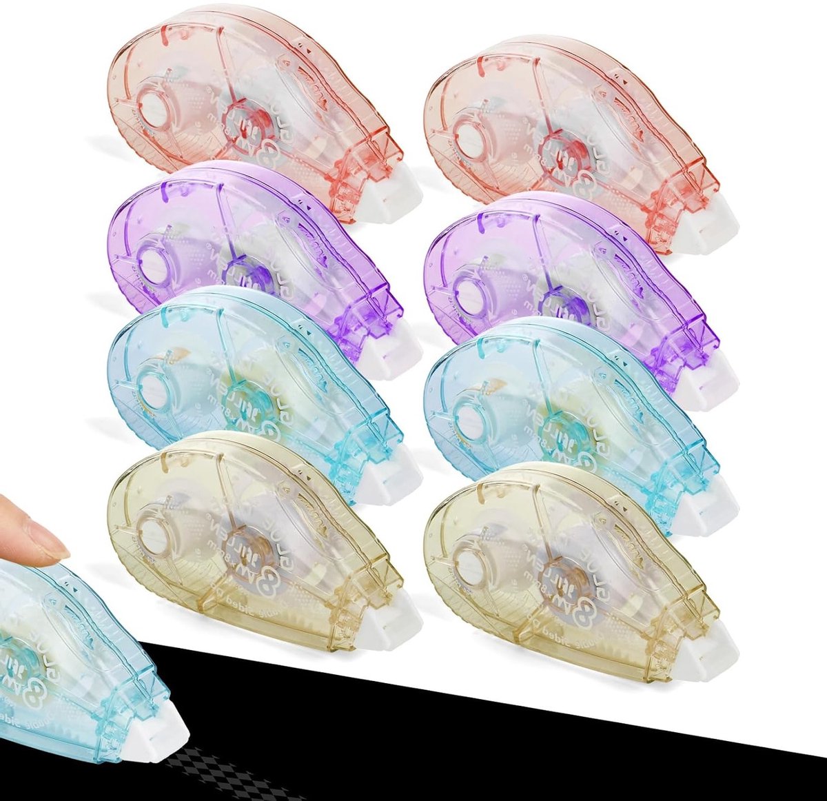 Set van 8 Rollen Dubbelzijdige Plakband - Scheurbestendige PET Tape voor Knutselen, Foto's, Kaarten en Scrapbooking (8mm)