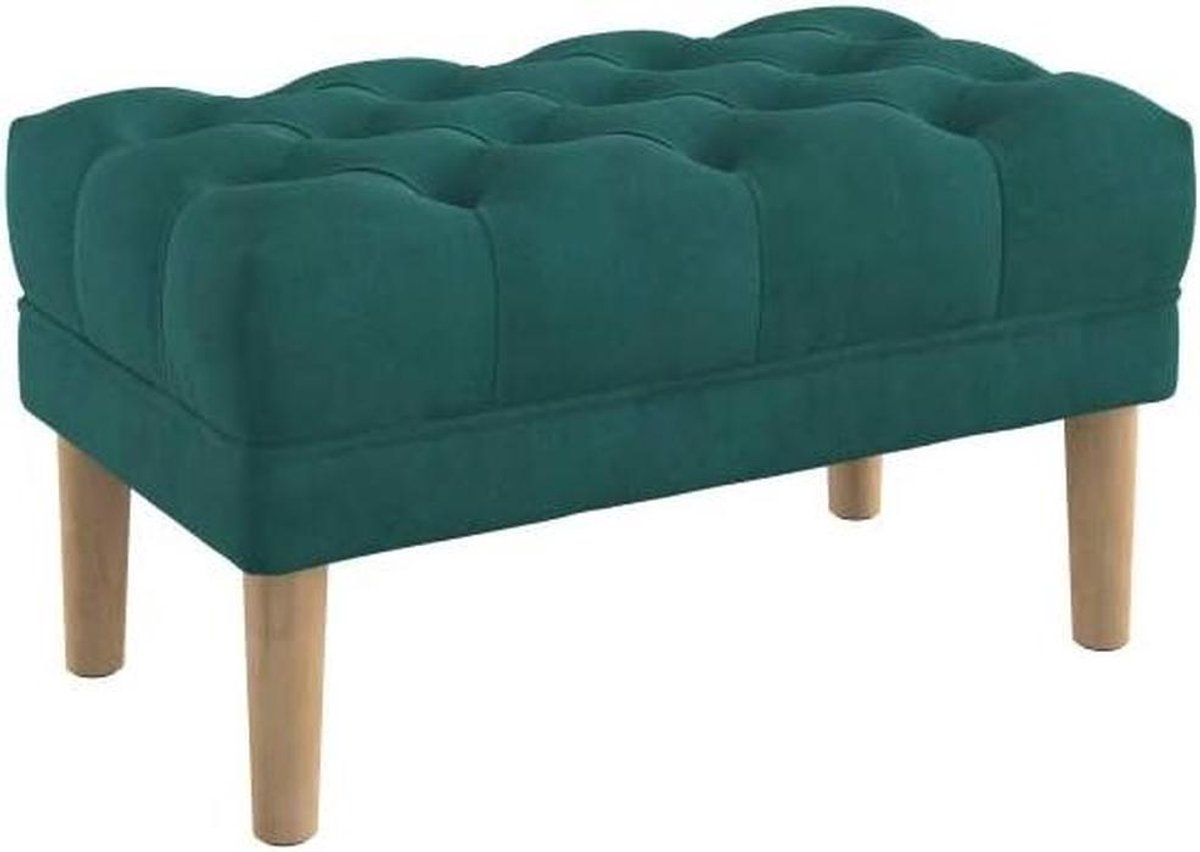 Zitbank Gestoffeerd - Voetenbankje Bankje - Zitcomfort Creëren - Knooptufting Design - 80 cm Breed - Aquamarine Blauw