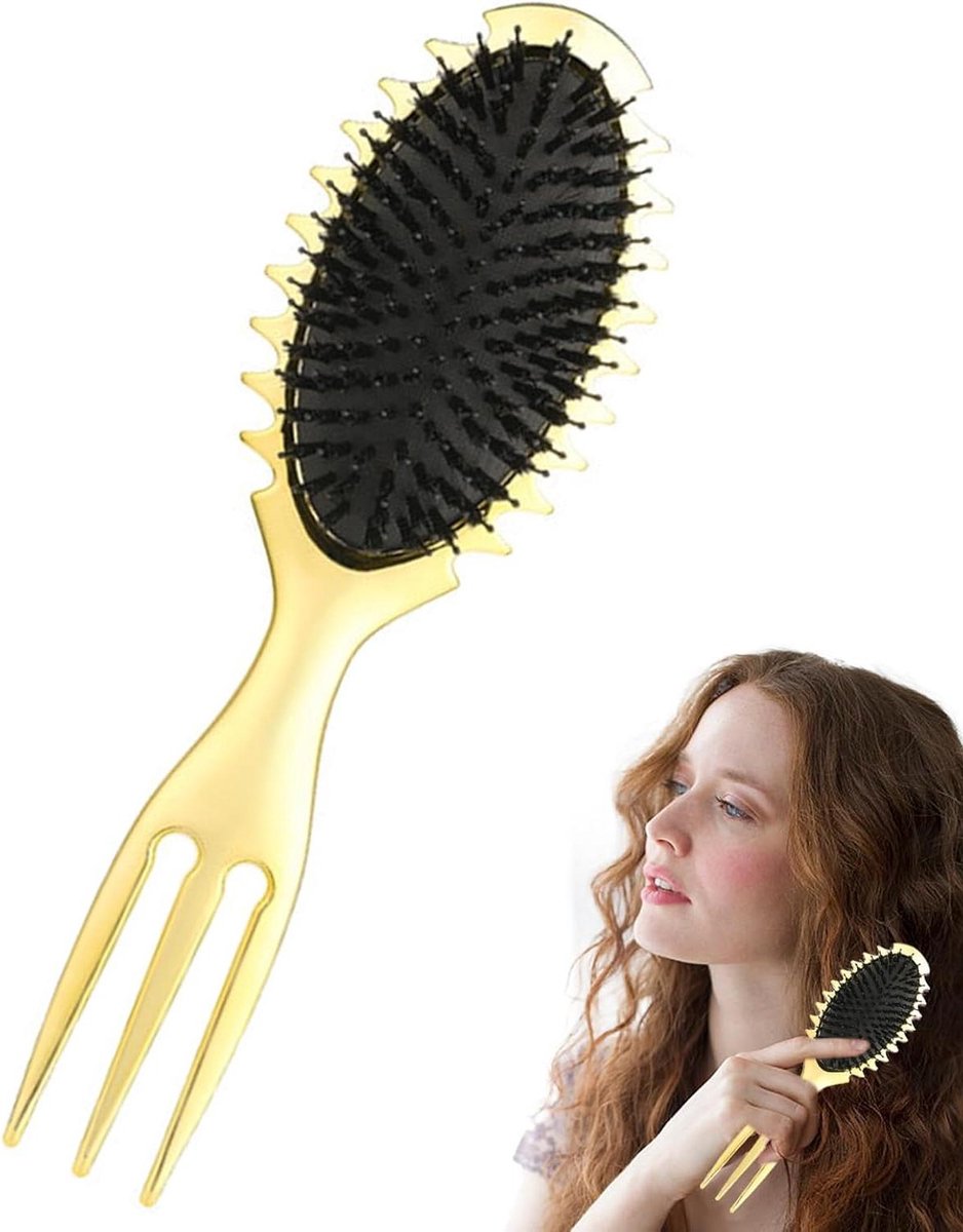 Krul Definierende Borstel - Haar Styling Borstel - Krullen Definiëren - Ergonomische Handgreep - 26.8 cm - Zwart