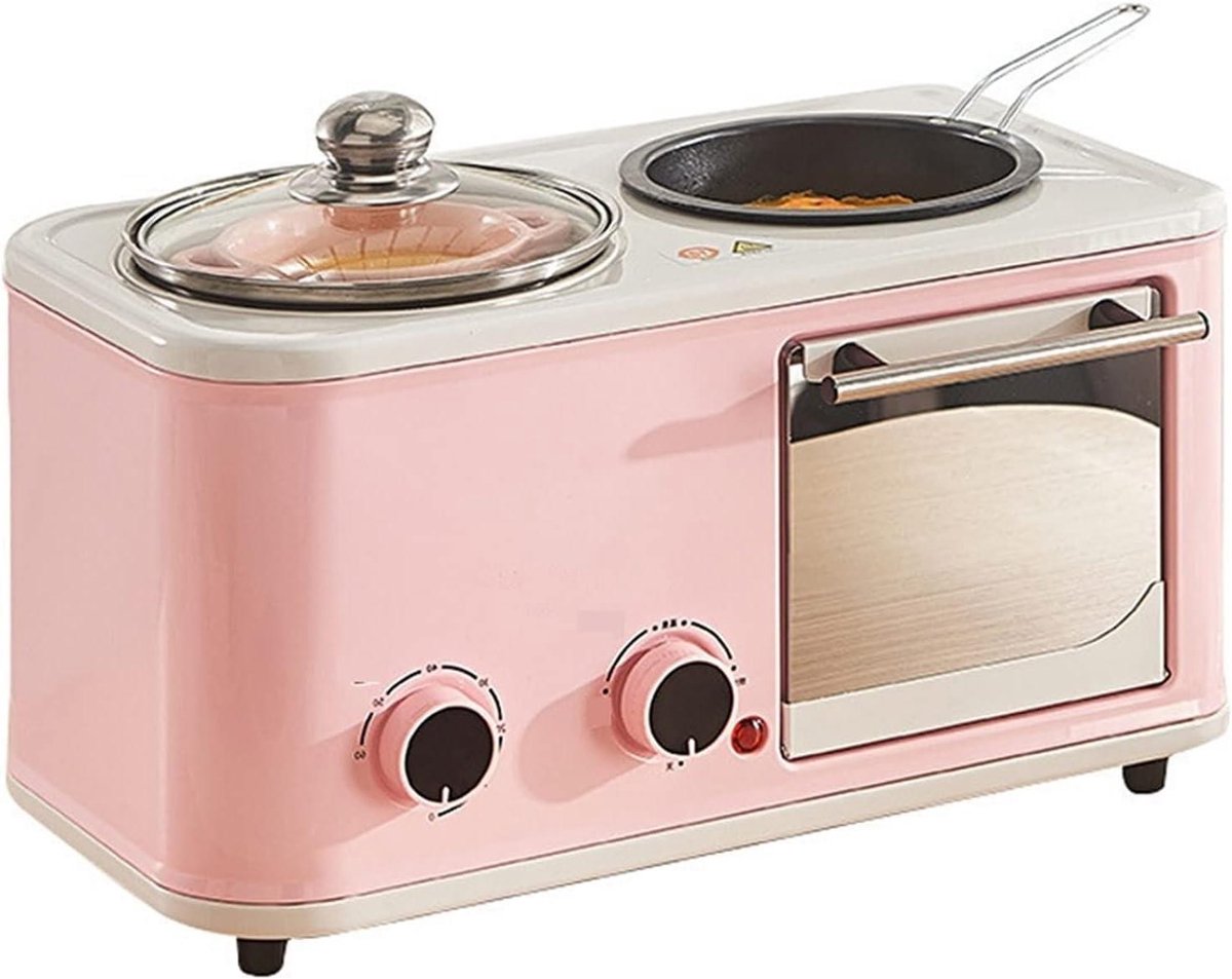 Ontbijtapparaat - Keukenapparaat Mini Oven - Eenvoudig Ontbijten - Drie-in-één Functie - 245*256*392mm - Roze