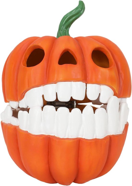 Pompoen Snoepdoos - Hars Decoratiehouder - Halloween Versiering - Feestelijk Pompoen Ontwerp - 15x8x15cm - Oranje