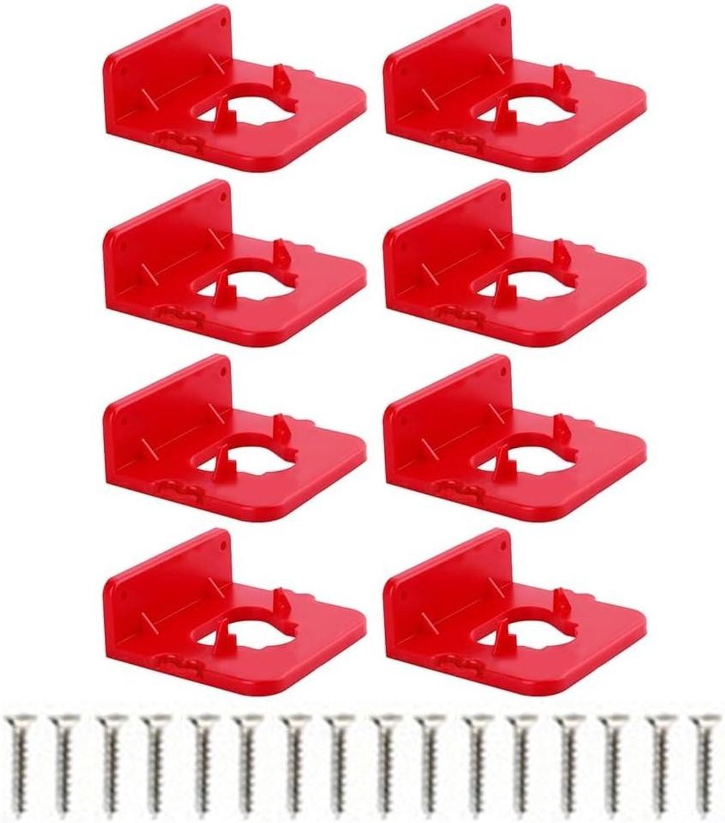 Batterijhouder Wandmontage - Accu Organizer - Gereedschap Organiseren - ABS Kunststof - 8 stuks - Zwart