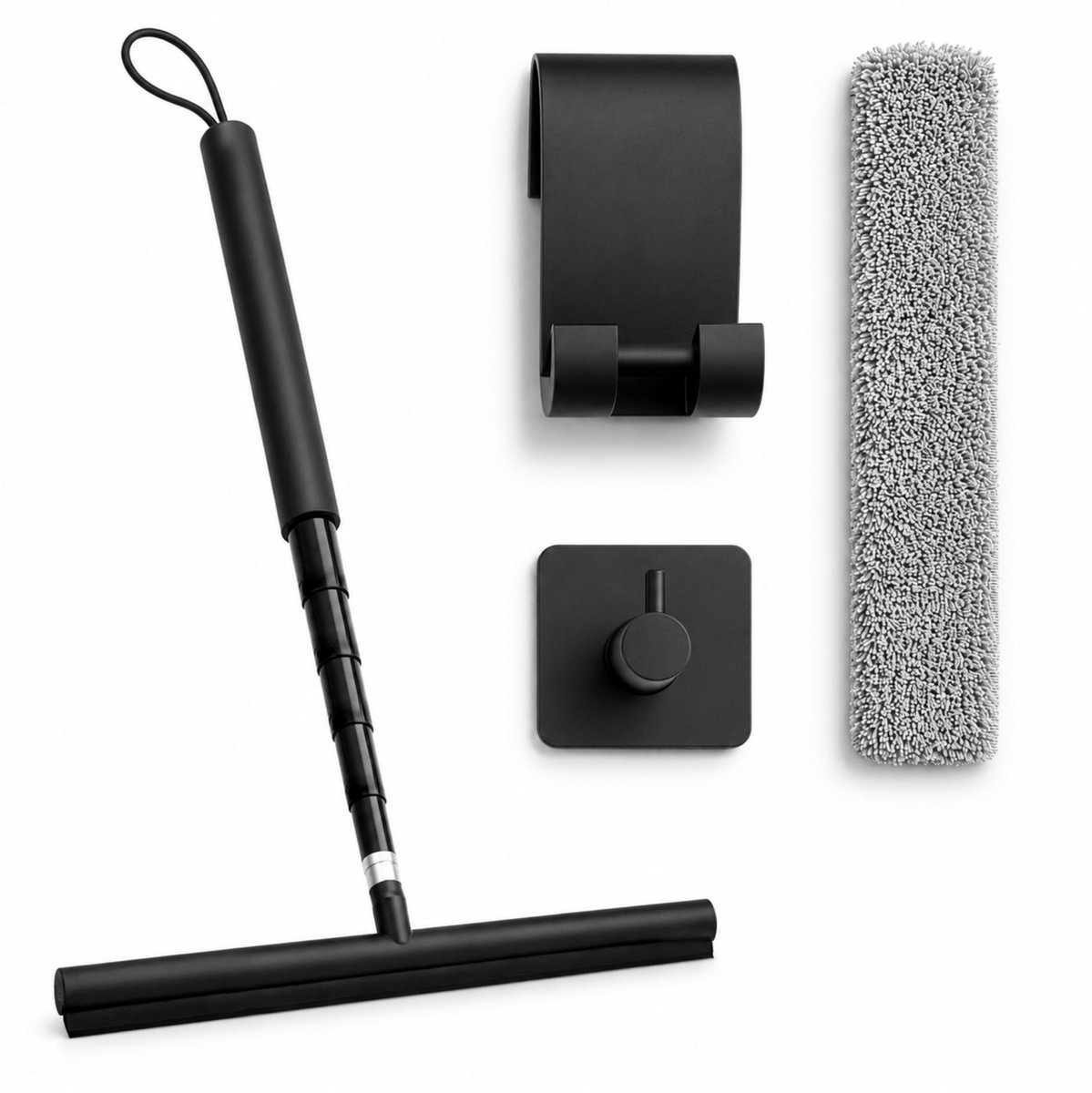 Purepeak Uitschuifbare Douchewisser Set 30-120cm Verstelbaar - Vloertrekker - Trekker Douche - Aftrekker Ramen & Vloer - Vloertrekker Badkamer met Steel