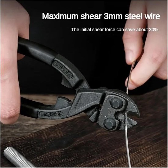 Boutensnijders Tang - Staaldraadscharen - Metaal Zagen - Hefboomstructuur - 8 Inch - Zwart — afbeelding 5