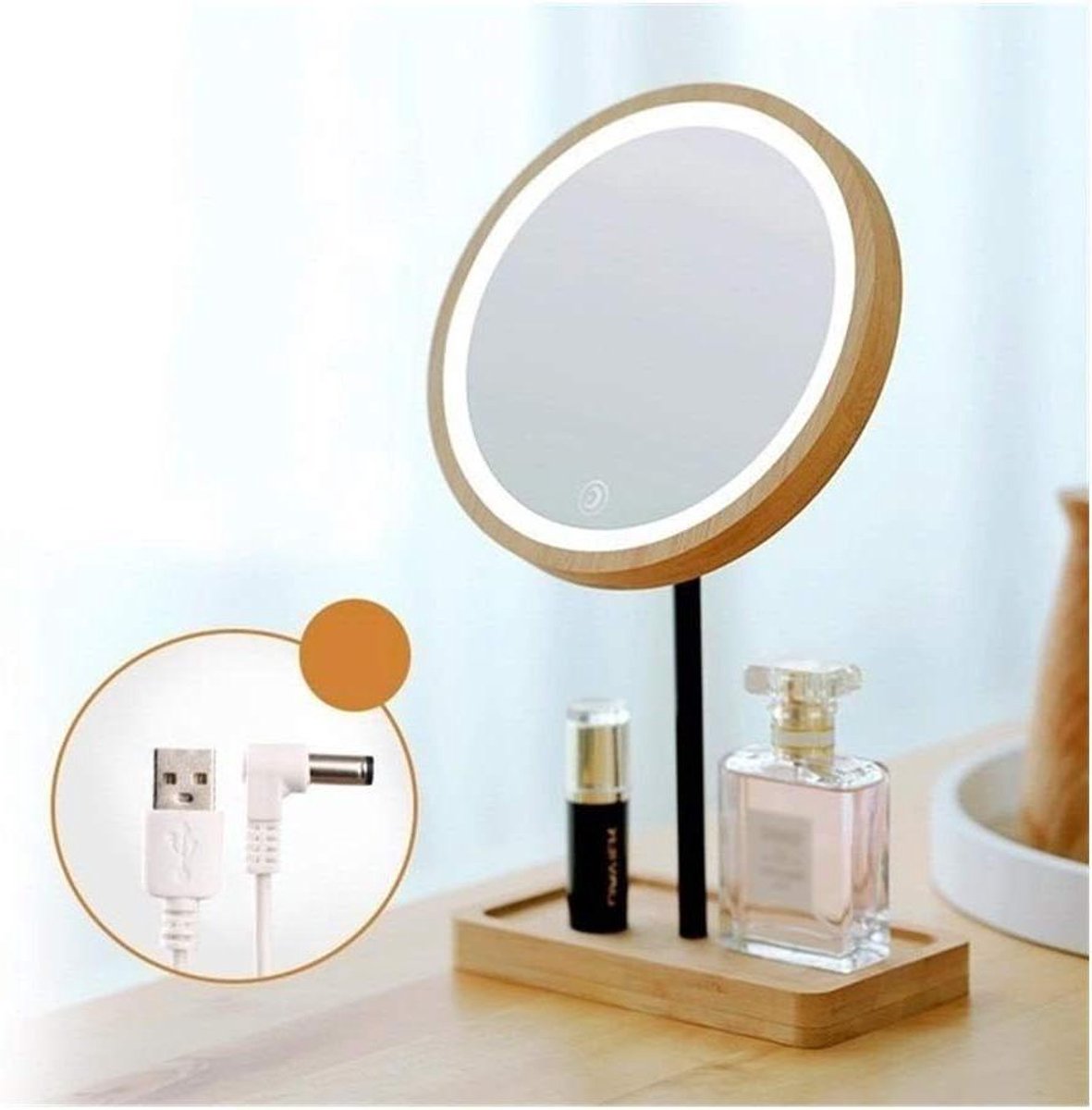 Make-up Spiegel - Verlichte Spiegel - Snel Opmaken - Touch Screen Bediening - Tafelmodel - Wit
