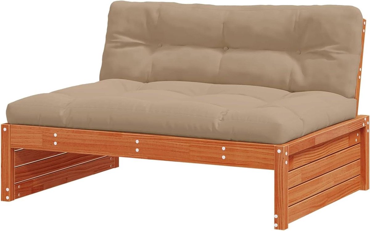 Tuinbank Massief Grenenhout - Buitenbank Loungebank - Buiten Ontspannen - Modulair Ontwerp - 120 x 95 x 69 cm - Wasbruin